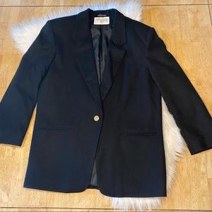 Vintage 90s International Scene Black Wool Oversized Blazer Womens M